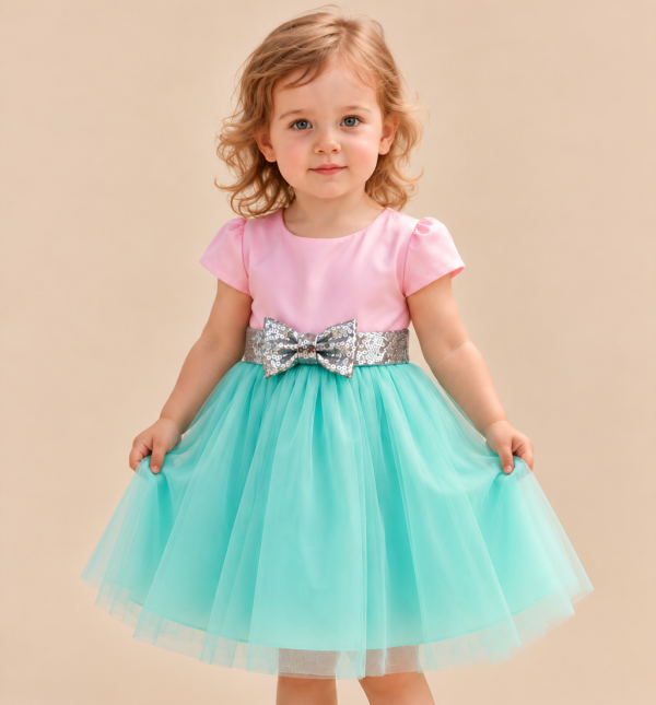 Girls Pink Mint Girls Dress-2