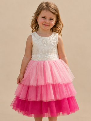 Girls Pink Ruffle Dress