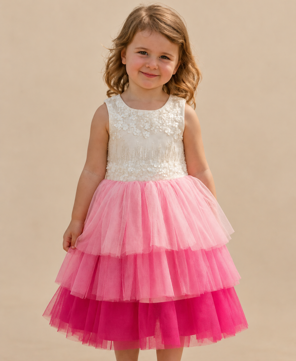Girls Pink Ruffle Dress-1