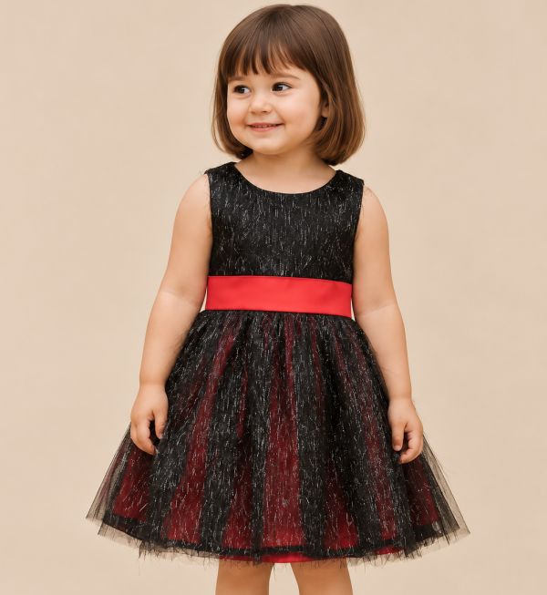 Girls black sparkle dress-2