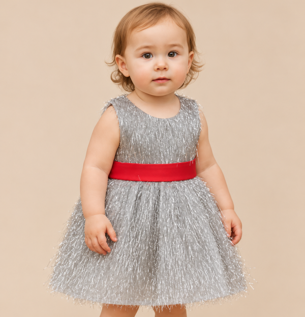 Girls silver spark dress-2
