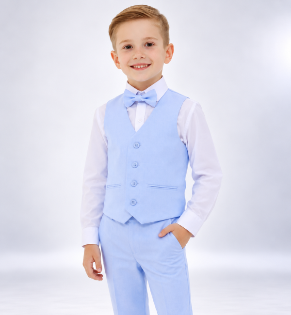 Young Boy in Pastel Blue Formalwear
