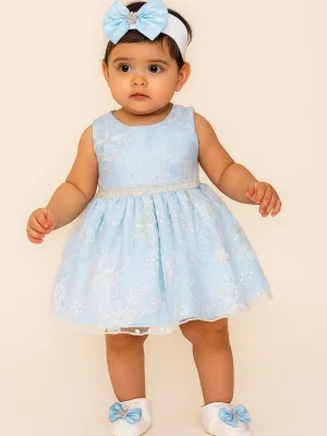 Clara Embroidered Baby Blue Dress