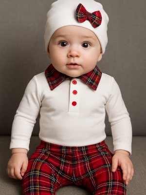 Baby Boys 3pc White Tartan
