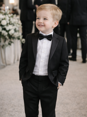 Baby Boys 4 Piece Black Tuxedo Suit