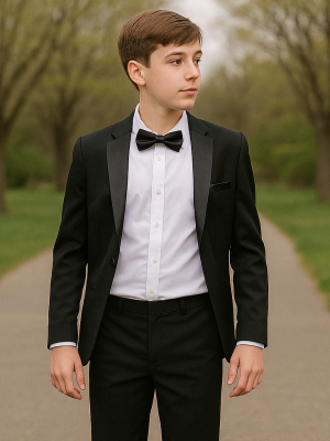 Boys 4 Piece Black Tuxedo Suit