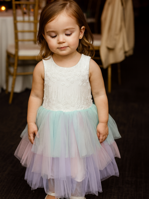 Girls ivory Ruffle Dress