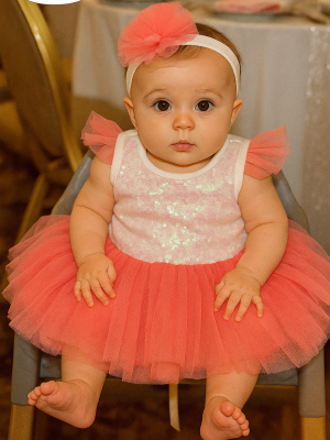 Girls coral sparkle dress