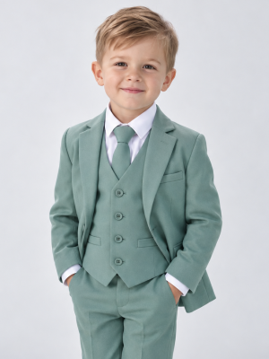 Baby Boys 5 Piece Sage Suit