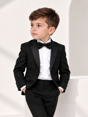 Baby Boys 4 Piece Black Tuxedo Suit