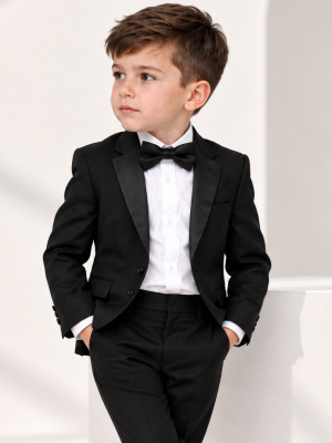 Baby Boys 4 Piece Black Tuxedo Suit