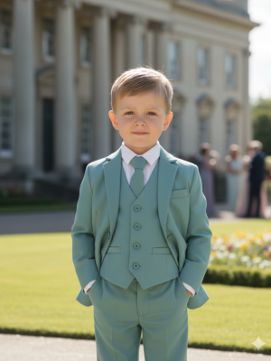Baby Boys 5 Piece Sage Suit
