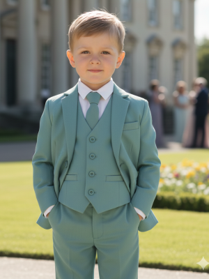 Baby Boys 5 Piece Sage Suit