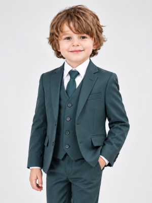 Baby Boys 5 Piece Dark Green Suit