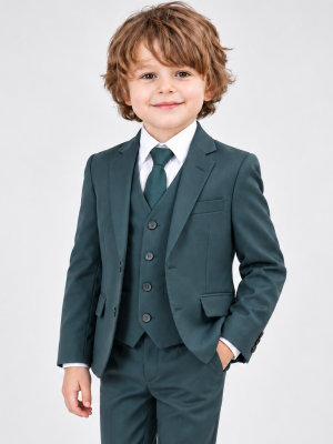 Baby Boys 5 Piece Dark Green Suit