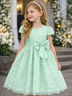 Girls Mint Stitching Dress