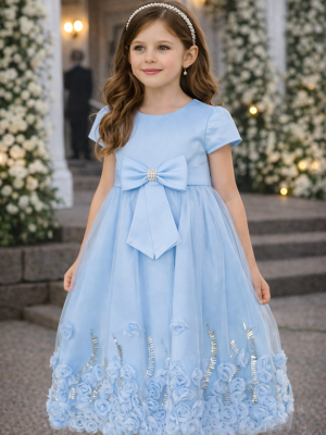 Girls Blue Floral Dress