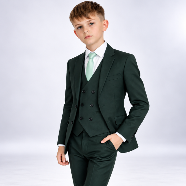 Young Boy in Emerald Green Suit