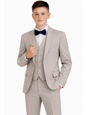 Boys 5 Piece Light Stone Suit