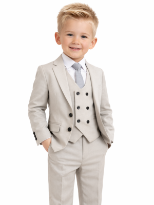 Baby Boys 5 Piece Taupe Suit Milano Mayfair