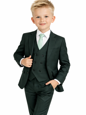 Baby Boys 5 Piece Forest Green Suit Milano Mayfair