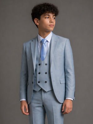 Boys 5 Piece Denim Light Blue Suit Milano Mayfair
