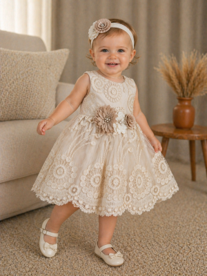 Baby girls beige dress