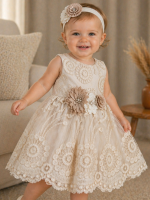 Baby girls beige dress