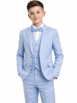 Boys 5 Piece Light Blue Suit