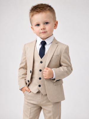 Baby Boys 5 Piece Beige Suit Milano Mayfair