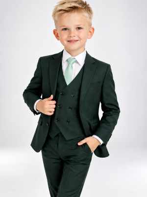 Baby Boys 5 Piece Forest Green Suit Milano Mayfair