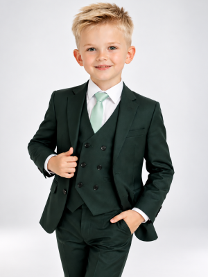 Baby Boys 5 Piece Forest Green Suit Milano Mayfair
