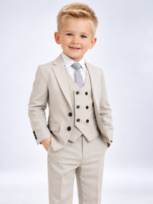 Baby Boys 5 Piece Taupe Suit Milano Mayfair