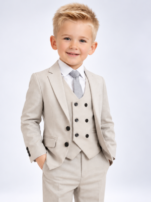 Baby Boys 5 Piece Taupe Suit Milano Mayfair
