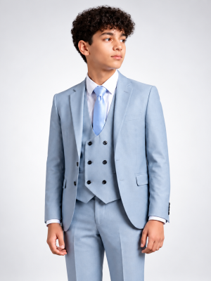 Boys 5 Piece Denim Light Blue Suit Milano Mayfair
