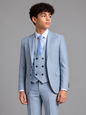 Boys 5 Piece Denim Light Blue Suit Milano Mayfair