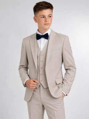 Boys 5 Piece Light Stone Suit