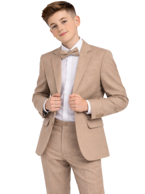 Boys 4 Piece Light khaki Suit