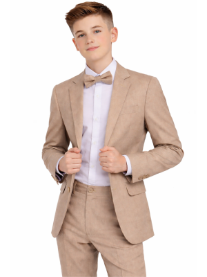 Boys 4 Piece Light Khaki Suit