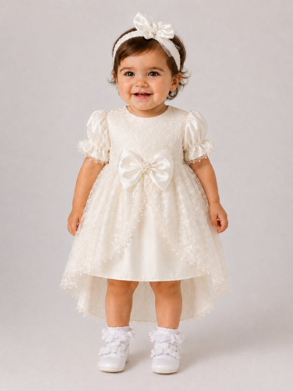 Baby Girls Eva Ivory Christening Gown-2