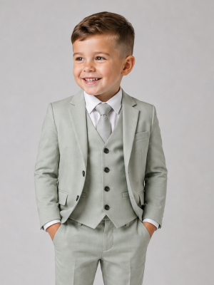 Baby Boys 5 Piece Light Sage Suit Milano Mayfair